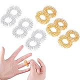 fanshiontide 12 Stücke Massage Ring Akupressur Ringe Finger Massage Ring Anti Stress Wellnessmassage zur Entspannung 6 Gold + 6 Silb