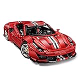 Sugeren Technic Supersportwagen Bausatz, 1:8 Supercar Modell für Ferrari 488 Pista, 3236 Teile Rennwagen Bausteine Kompatibel mit Lego Technic - CADA C61049W