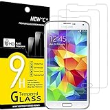 NEW'C 3 Stück, Schutzfolie Panzerglas für Samsung Galaxy S5, Frei von Kratzern, 9H Härte, HD Displayschutzfolie, 0.33mm Ultra-klar, Ultrabeständig