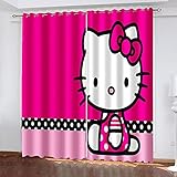 JJBWZX Vorhänge Blickdicht Schlafzimmer Wohnzimmer Vorhang 235X230 cm (B X H) 2Er Set Mit Ösen 3D Rosa Tierkatze Muster Druck Verdunkelungs Gardinen Kinderzimmer Thermovorhang