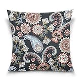 HMZXZ Kissenbezug 45x45cm Ethnisch Mandala Blau Paisley Blume Dekorative quadratische Kissenbezüge Kissenhüller für Couch Sofa Schlafzimmer W