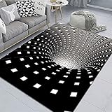 Tomifine Teppich Optische Täuschung, Teppiche 3D Effekt Illusion Rechteckiger, Waschbar, rutschfeste, Polyester, Modern Fußmatte für Wohnzimmer, Schlafzimmer (140x200cm,Vortex m)