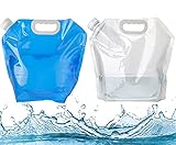 Wasserkanister Faltbar, 2 Packs 10L Wasserbehälter Trinkwasser Behälter BPA Frei Tragbar, Faltbarer Faltkanister mit Tragegriff für Outdoor Camping & Reisen BBQ (Blau+Weiß)