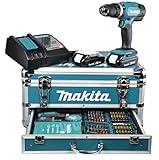 Makita BHP453RHX2 Akku-Schlagbohrschrauber im Alu-Koffer inkl. Zubehör-Bitset + Bohrerset 18 V-Li/1,3