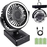 Mini USB Tischventilator, camping ventilator, LIADD Ventilator mit Akku 6000mAh, tischventilator led lichter, Fan 3 Stufen tragbare leise Powerbank Lüfter für Haus, Büro oder im Freien, Z