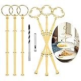 ANGELEMM 6 Pack Etageren Stangen Set Etagere 3 Etagen Vintage Metallstange Gold Stäbe Bausatz Stange mit 6mm ​Bohrer Mittellochausstech ​für Hochzeitstorte T