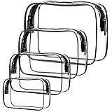 NATUCE 4 Stück Kulturbeutel Transparent, PVC Wasserdicht Große Reise Kulturtasche Kosmetiktasche Waschtasche Make-up-Tasche für Männer, Frauen, Kinder (Klein, Medium, Groß)