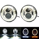 2 stücke 7'Zoll Runde LED Scheinwerfer mit Hi/Lo-Strahl-Umdrehungssignal Halo for Landkreuzer Fj40 cj &Jeepwrangler 1990-1997 MIATA MX5 (Color : 2PCS ChromeB)
