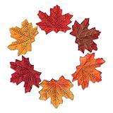 XCOZU 300 Stück Künstliche Blätter Herbst Ahorn Blätter,6 Gemischt Farben Herbstlaub Gefälschte Blätter Tisch Streuungen für Hochzeiten Party Weihnachten DIY Dek