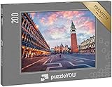 puzzleYOU: Puzzle 200 Teile „Fantastischer Sonnenuntergang auf dem Markusplatz mit Kampanile und Markuskirche“