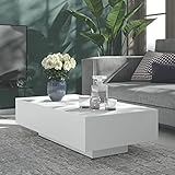 Festnjght Beistelltisch Couchtisch moderner Kaffeetisch Stabiler Teetisch Wohnzimmertisch mit praktischer Ablage, E1 Spanplatte, Weiß, 115 x 60 x 31