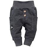 Pinokio - Funny Dog - Baby Hose/Haremshose / Jeanshose/Jogginghose Schlupfhose Babyhose, 100% Baumwolle, Jungen, Grau, 2 Knöpfe (92)