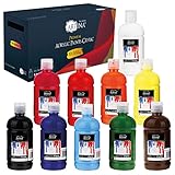 Artina 10er Acrylfarben Set 500ml Crylic – Deckende Malfarbe Schnelltrocknende Farbe zum Malen 10x500ml Acryl Künstlerfarben Set Grundfarben Tuben Wasserfest & Hohe Pigmentierung