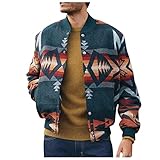 Yiartion Weihnachten Jacke Herren Cargo Jacke Baseball Jacke Regular Fit Frühling Und Herbst Übergangsjacke Weihnacht Geometrischer Druck Bikerjacke Outdoorjacke Sportjacke Bomberjack