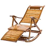 LLMY liegestuhl Klappbarer Liegestuhl aus Holz, Verstellbarer Sessel, Breiter Stromlinienförmiger Handlauf, Fußstütze Massagebrett, Kann 300kg Trag