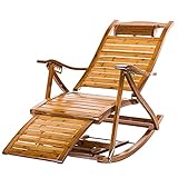 LLMY liegestuhl Klappbarer Liegestuhl aus Holz, Verstellbarer Sessel, Breiter Stromlinienförmiger Handlauf, Fußstütze Massagebrett, Kann 300kg Trag