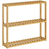 Casaria Badregal Wandregal Hängeregal Bambus 3 Ablagen Höhenverstellbar 54x60x15cm Standregal Hängend Bad Holz Kü