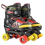 WeSkate Kinder-Quad-Rollschuh für Mädchen und Jungen Bequemer atmungsaktiver Rollschuh (Skating Pat Pink, Schwarz)