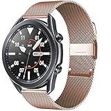 Flyuzi 20/22mm für Huawei Uhr GT2 Pro/Fit Band für Samsung Galaxy Uhr 3 45 / 41mm Edelstahl Milanese Gürtel Active 2 46 / 42mm Gurt (Band Color : Rose Gold, Band Width : Galaxy Watch 3 41mm)