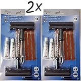 BENSON 2 x Notfall Autoreifen Reparaturset 9-teiliges Flickzeug als Pannenhilfe für Reifenreparatur - 2er Pack