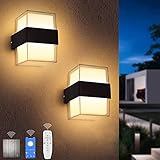 2 Stück Smart LED Wandleuchte Außen Außenwandleuchte Mit Fernbedienung & APP Dimmbar Außenlampe 3000K-6500K, 10W Wandlampe Innen Schlafzimmer Wohnzimmer Flur Treppen, Wasserdicht IP65 Wandlamp