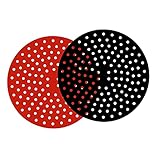 Silikon Luftfritteusen Korbmatten, 2 Stück Wiederverwendbare Luftfritteusen Einlagen, Antihaft Luftfritteusen Pad Zubehör zum Backen von Bambusdämpfern (Round)