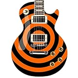 Vinylaufkleber 'Bullseye Gitarre/Bass', laminiert, Orange / Schwarz GS34