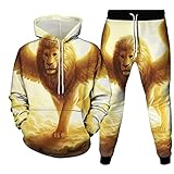 SSBZYES Herren Sweatshirt Sweatshirt Set Große Größe Herren Hoodie Jogginghose Paar Pullover Zweiteiliges Tier Wolf Print Sweatshirt S