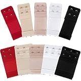 Dokpav BH Verlängerer, Frauen BH Extender Packung mit 10 weichen bequemen 2 Haken 3 Haken BH Strap Erweiterung Elastic Beige Weiß Schwarz Rot Khak
