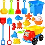 Sandspielzeug Set für Kinder, 17 Stück Strand Werkzeug Spielzeug Sand Set, Sandkasten-Eimer - Formen, Spaten, Harke, ummer Outdoor-Spielzeug Spielzeuglastwagen,Sandkasten-Spielzeug