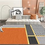 Teppichboden Auslegware Jugendzimmer Komplett Set Orange graue Teppich geometrische rechteckige Moderne Esszimmerdekoration Heimmatte 120X180CM Autdoortepp