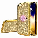 Nadoli Metall Ständer Hülle für iPhone 6S Plus/6 Plus 5.5',Glitzer Diamant Ultra Dünn Weiche Silikon TPU Schutzhülle mit 360 Grad Kreativ Astrolabium Ring S