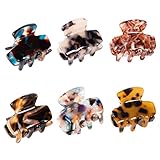 6 Stück Haarklauenclips Kleine Haarklammern für Medium und Dünnes Haar, Rutschfeste Haar Fänger Kiefer Klemme Schildpatt Celluloseacetat Haarklauenclips für Damen Mädchen, Braun Leopard Haark