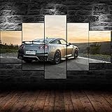 XZWYB 5 Teilig Leinwandbilder Bild Auf Leinwand Wandbild Kunstdruck Wanddeko GTR GT-R 2018 Auto Wohnkultur Modulare Wand Wohnzimmer Deko Abstrakt Modern Leinwandbild 5 Stück