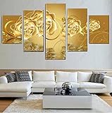 5 Stück Leinwand Kunst goldene Blume Leinwanddruck Ölgemälde Für Wohnzimmer Wandkunst Bild Wohnkultur Leinwand Malerei Ungerahmt-40x60 40x80 40x100