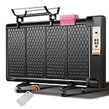 FMHCTN 1800W ölgefüllter Plattenheizkörper，Tragbarer Elektroheizkörper mit LED-Anzeige，Effiziente Heizung mit Fernbedienung，Slimline Thin，Eingebauter Timer，3 Heizstufen，Sicherheitsabschaltung，