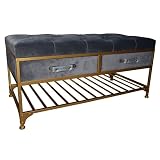 Dkd Home Decor Hocker Grau Polyester Metall Gold (100 x 48 x 48 cm)