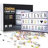 Jeteveven LED Lightbox mit Buchstaben, A4 Leuchtkasten Leichte Box Leuchtkasten, Boxen Beleuchtung, Lichtbox mit 210 PCS Buchstaben Bunten Symbole Emojis mit USB, fur Party Deko Geschenk