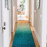 Läufer Flur,Teppich Läufer rutschfest Modernen Läufer Türkis 60X180cm Teppichlaeufer für Küche Wohnzimmer Küchenläufer Küchentepp