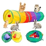 Katzentunnel Kaninchen Tunnel Hamster mit Ball Pet Play Tunnel Tube Katzen Guckloch für Kleine Kaninchen Welpen Frettchen Meerschw