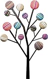 Kare Design Wandgarderobe Bubble Tree, Garderobenleiste in Baum Design, 6 Garderobenhaken verziert mit bunten, knopfähnlichen Kreisen, Kleiderhaken, Bunt (H/B/T) 111x65x6,5