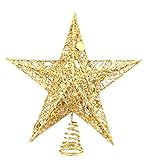 sdgfd Weihnachtsbaumspitze, Weihnachtsbaum Christbaumspitze Stern–Gold Glitzer Metall Baum Stern Großartiges Desig