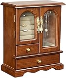 Schmuck-Aufbewahrungsbox, Holz, große Kapazität, Schmuck-Organizer, staubdicht, Anhänger mit drehbarem Metallhaken für Ringe, Halsketten, Ohrringe, Armbänder, Schmuckk