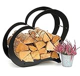 DanDiBo Kaminholzregal Innen Metall Schwarz Kaminholzständer Herzform 96168 Holzkorb Kaminholzhalter Feuerholzregal Holzreg