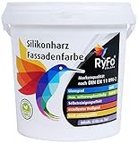 RyFo Colors Silikonharz Fassadenfarbe 1l (Größe wählbar) - hochwertige Silikonharzfassadenfarbe, weiß, Außen-Farbe-Dispersion, wasserabweisend, Abperleffekt, Wetterschutz, hohe Deckk