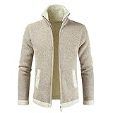 DDZYQ Fleecejacke Herren Herbst Winter Hoher Kragen Strickjacke Mit Reißverschluss Herren Mantel Urban Plus Samtverdickung Männer Jacke Täglich Warm Outdoor Herren Lang