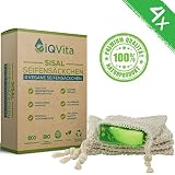 4 x Sisal Seifen-Säckchen – 100% Vegan & Plastikfrei – BIO - Naturprodukt – Nachhaltig – Ideal für Seifenreste & Seife am Stück – Sanftes Peeling & Massag