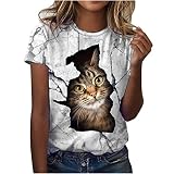 Damen Tshirt Kurzarm Sommer Oberteile Tie Dye Tops Elegant Basic Shirt Lose Rundhals Sweatshirt Löwenzahn Drucken Pullover Bluse Casual Hemd Tunic Tunika Teenager Mädchen F