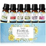 SALKING Ätherische Öle Set, Aromatherapie Duftöl GeschenkSet, 100% Pure Duftöle für Diffuser Duftlampen Luftbefeuchter, Massage, 6 x 10 ml (Jasmin,Geranie,Orangenblüte Geißblatt, Freesie, Pfingstrose)
