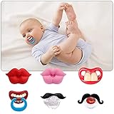 Upriver Lustiger Schnuller für Babys, süßer Schnuller, küssbarer Lippen und Gentleman, Schnurrbart, Zähne, weiches Silikon, für Babys und Kleinkinder, Duschgeschenk, Unisex, B